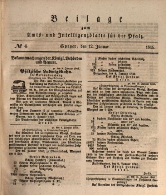 Königlich bayerisches Amts- und Intelligenzblatt für die Pfalz Montag 12. Januar 1846