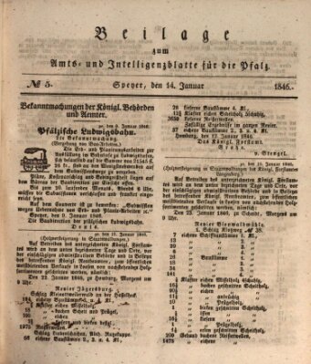 Königlich bayerisches Amts- und Intelligenzblatt für die Pfalz Mittwoch 14. Januar 1846