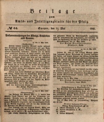 Königlich bayerisches Amts- und Intelligenzblatt für die Pfalz Donnerstag 14. Mai 1846