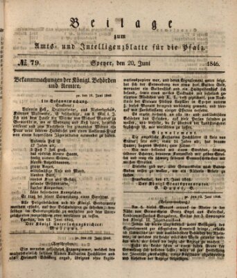 Königlich bayerisches Amts- und Intelligenzblatt für die Pfalz Samstag 20. Juni 1846