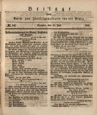 Königlich bayerisches Amts- und Intelligenzblatt für die Pfalz Donnerstag 30. Juli 1846