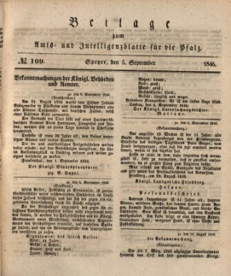 Königlich bayerisches Amts- und Intelligenzblatt für die Pfalz Samstag 5. September 1846