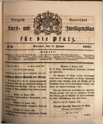 Königlich bayerisches Amts- und Intelligenzblatt für die Pfalz Montag 11. Januar 1847