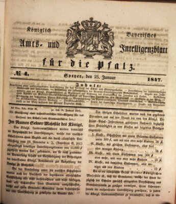 Königlich bayerisches Amts- und Intelligenzblatt für die Pfalz Montag 25. Januar 1847