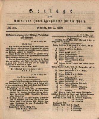 Königlich bayerisches Amts- und Intelligenzblatt für die Pfalz Montag 22. März 1847
