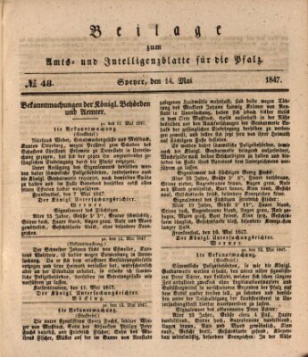 Königlich bayerisches Amts- und Intelligenzblatt für die Pfalz Freitag 14. Mai 1847