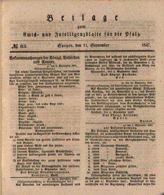 Königlich bayerisches Amts- und Intelligenzblatt für die Pfalz Samstag 11. September 1847
