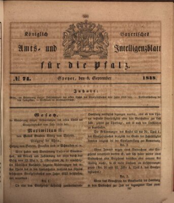 Königlich bayerisches Amts- und Intelligenzblatt für die Pfalz Freitag 8. September 1848