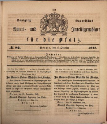 Königlich bayerisches Amts- und Intelligenzblatt für die Pfalz Freitag 6. Oktober 1848
