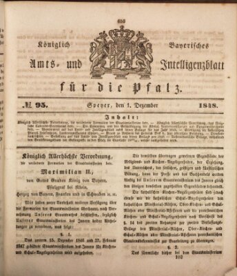 Königlich bayerisches Amts- und Intelligenzblatt für die Pfalz Freitag 1. Dezember 1848