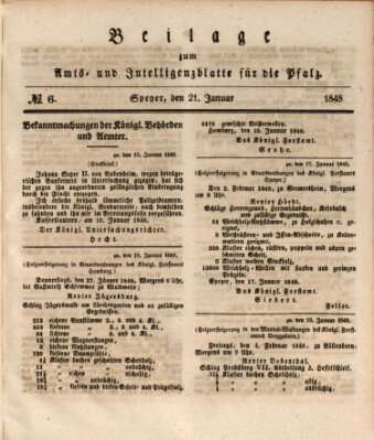 Königlich bayerisches Amts- und Intelligenzblatt für die Pfalz Freitag 21. Januar 1848