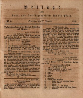 Königlich bayerisches Amts- und Intelligenzblatt für die Pfalz Donnerstag 27. Januar 1848
