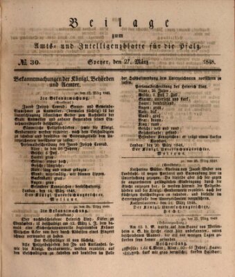 Königlich bayerisches Amts- und Intelligenzblatt für die Pfalz Montag 27. März 1848