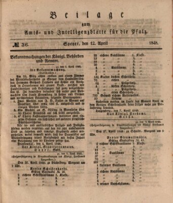 Königlich bayerisches Amts- und Intelligenzblatt für die Pfalz Mittwoch 12. April 1848
