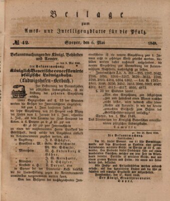 Königlich bayerisches Amts- und Intelligenzblatt für die Pfalz Samstag 6. Mai 1848