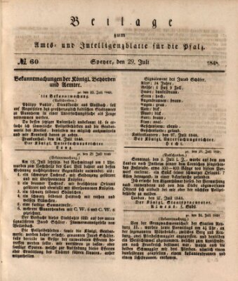 Königlich bayerisches Amts- und Intelligenzblatt für die Pfalz Samstag 29. Juli 1848