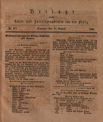 Königlich bayerisches Amts- und Intelligenzblatt für die Pfalz Donnerstag 31. August 1848