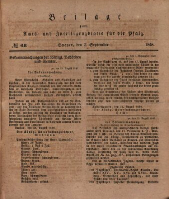 Königlich bayerisches Amts- und Intelligenzblatt für die Pfalz Samstag 2. September 1848