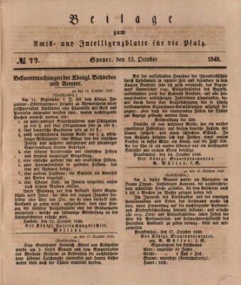 Königlich bayerisches Amts- und Intelligenzblatt für die Pfalz Donnerstag 19. Oktober 1848