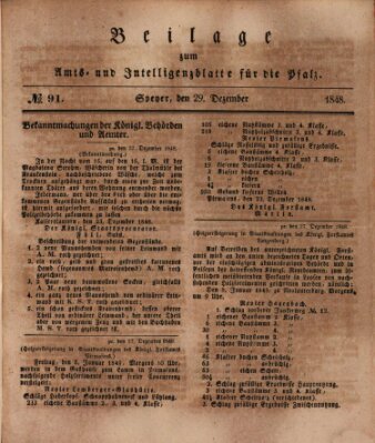 Königlich bayerisches Amts- und Intelligenzblatt für die Pfalz Freitag 29. Dezember 1848