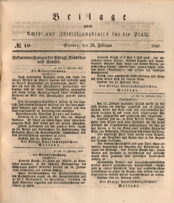 Königlich bayerisches Amts- und Intelligenzblatt für die Pfalz Mittwoch 28. Februar 1849