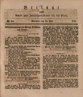 Königlich bayerisches Amts- und Intelligenzblatt für die Pfalz Mittwoch 25. Juli 1849