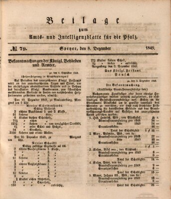 Königlich bayerisches Amts- und Intelligenzblatt für die Pfalz Samstag 8. Dezember 1849