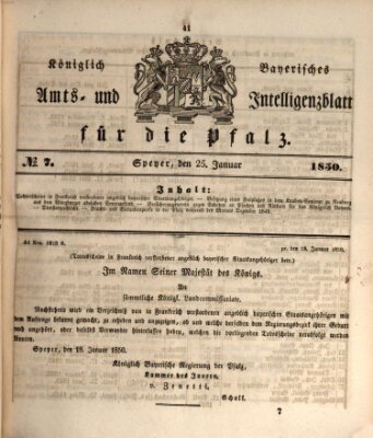 Königlich bayerisches Amts- und Intelligenzblatt für die Pfalz Freitag 25. Januar 1850