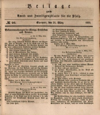 Königlich bayerisches Amts- und Intelligenzblatt für die Pfalz Donnerstag 21. März 1850