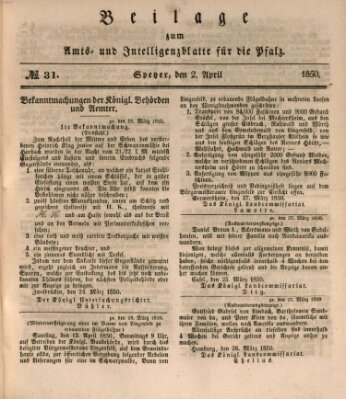 Königlich bayerisches Amts- und Intelligenzblatt für die Pfalz Dienstag 2. April 1850