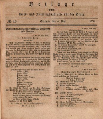 Königlich bayerisches Amts- und Intelligenzblatt für die Pfalz Samstag 4. Mai 1850