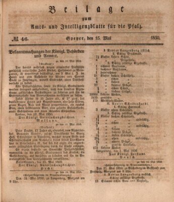 Königlich bayerisches Amts- und Intelligenzblatt für die Pfalz Mittwoch 15. Mai 1850