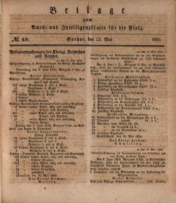 Königlich bayerisches Amts- und Intelligenzblatt für die Pfalz Donnerstag 23. Mai 1850