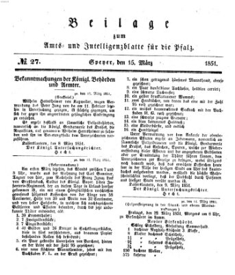 Königlich bayerisches Amts- und Intelligenzblatt für die Pfalz Samstag 15. März 1851