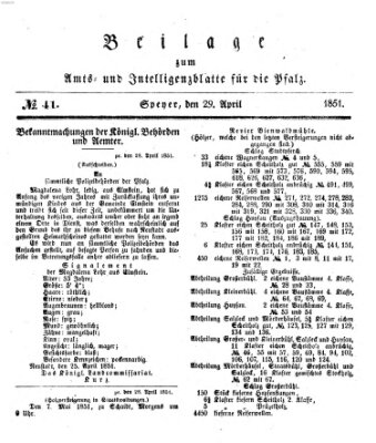 Königlich bayerisches Amts- und Intelligenzblatt für die Pfalz Dienstag 29. April 1851