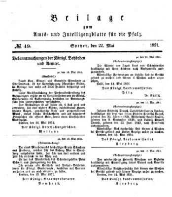 Königlich bayerisches Amts- und Intelligenzblatt für die Pfalz Donnerstag 22. Mai 1851