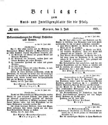 Königlich bayerisches Amts- und Intelligenzblatt für die Pfalz Donnerstag 3. Juli 1851