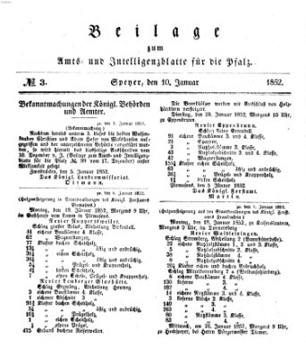 Königlich bayerisches Amts- und Intelligenzblatt für die Pfalz Samstag 10. Januar 1852