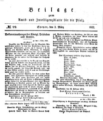 Königlich bayerisches Amts- und Intelligenzblatt für die Pfalz Mittwoch 3. März 1852