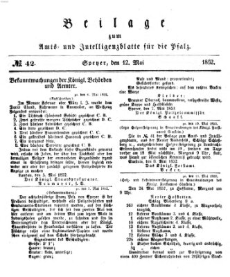 Königlich bayerisches Amts- und Intelligenzblatt für die Pfalz Mittwoch 12. Mai 1852