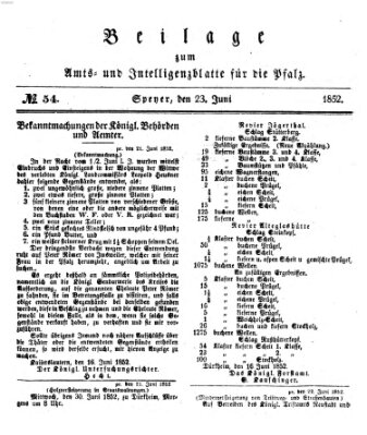 Königlich bayerisches Amts- und Intelligenzblatt für die Pfalz Mittwoch 23. Juni 1852