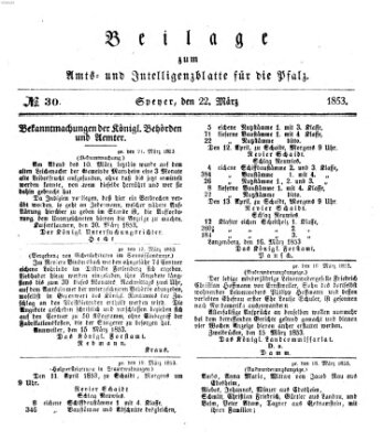 Königlich bayerisches Amts- und Intelligenzblatt für die Pfalz Dienstag 22. März 1853