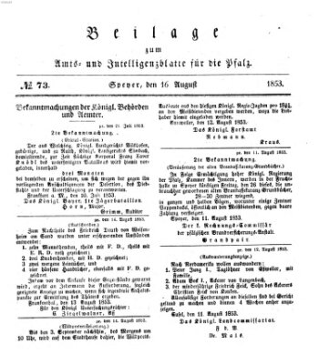 Königlich bayerisches Amts- und Intelligenzblatt für die Pfalz Dienstag 16. August 1853