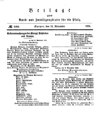 Königlich bayerisches Amts- und Intelligenzblatt für die Pfalz Freitag 18. November 1853