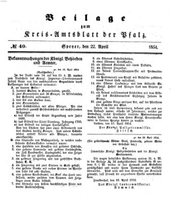 Königlich-bayerisches Kreis-Amtsblatt der Pfalz (Königlich bayerisches Amts- und Intelligenzblatt für die Pfalz) Samstag 22. April 1854