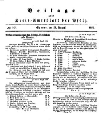 Königlich-bayerisches Kreis-Amtsblatt der Pfalz (Königlich bayerisches Amts- und Intelligenzblatt für die Pfalz) Montag 28. August 1854