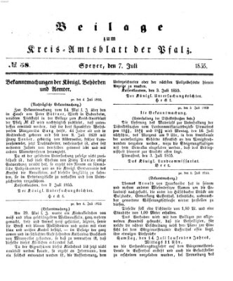 Königlich-bayerisches Kreis-Amtsblatt der Pfalz (Königlich bayerisches Amts- und Intelligenzblatt für die Pfalz) Samstag 7. Juli 1855