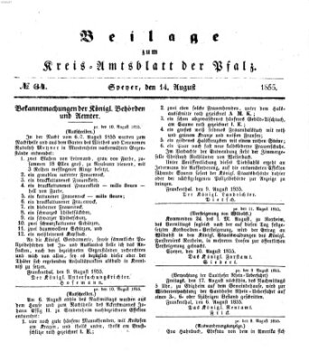 Königlich-bayerisches Kreis-Amtsblatt der Pfalz (Königlich bayerisches Amts- und Intelligenzblatt für die Pfalz) Dienstag 14. August 1855