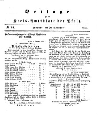 Königlich-bayerisches Kreis-Amtsblatt der Pfalz (Königlich bayerisches Amts- und Intelligenzblatt für die Pfalz) Donnerstag 20. September 1855