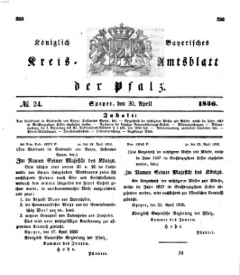 Königlich-bayerisches Kreis-Amtsblatt der Pfalz (Königlich bayerisches Amts- und Intelligenzblatt für die Pfalz) Mittwoch 30. April 1856